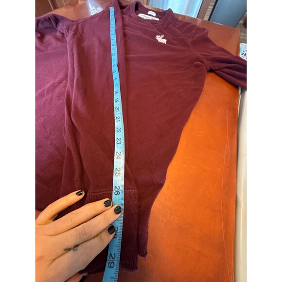 Abercrombie Mens Muscle Fit LS Tee XL Burgundy Y2K A&F Logo Shirt - Picture 3 of 9